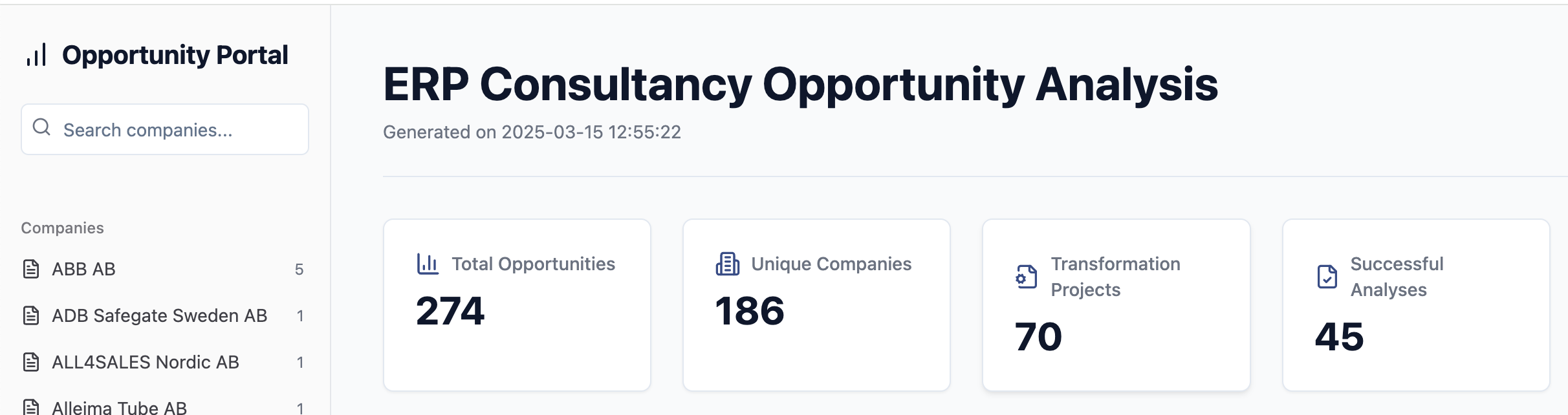 Opportunity Portal - AI-Powered ERP Consultancy Analysis