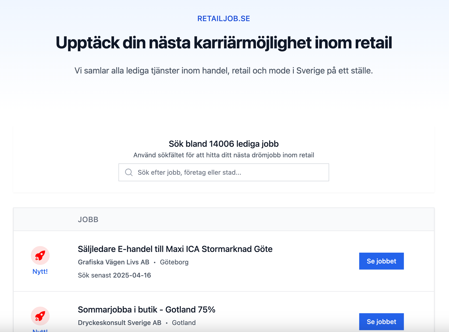 Retailjob.se - A retail job board